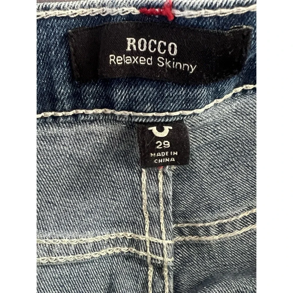 NWT True Religion Men's Rocco Moto Skinny Jeans 29X32 Medium Spiced Orchard Wash